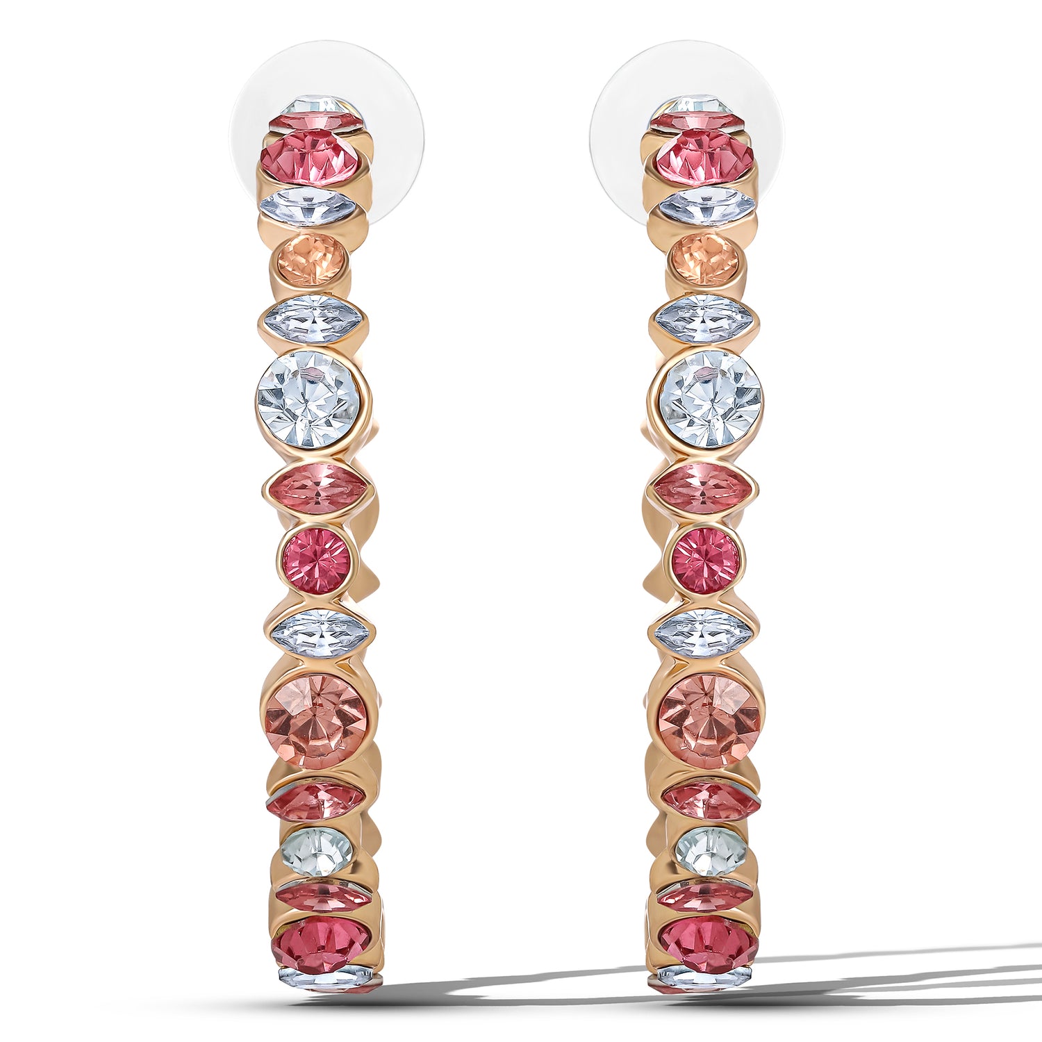 Jessica Simpson Multicolor Crystal Embellished Hoop Earrings
