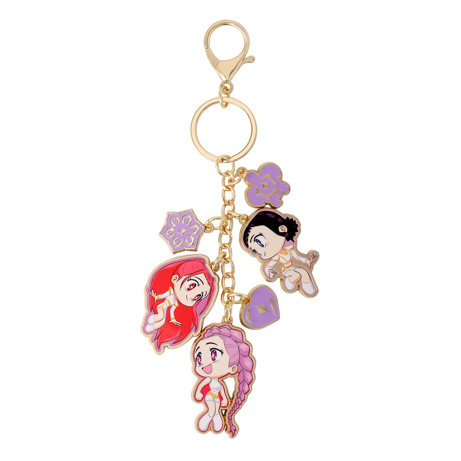 K-Pop Demon Hunters Bag Charm Keychain With Chibi Mira, Zoey, and Rumi Charm