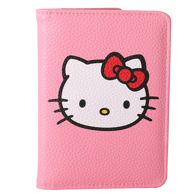 Hello Kitty Pebbled Pink Passport Holder for Travel Official License, Sanrio Passport Cover for Women