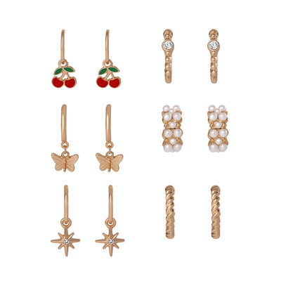 Jessica Simpson Huggie Earrings for Women Pack of 6 Pairs, Gold-Tone