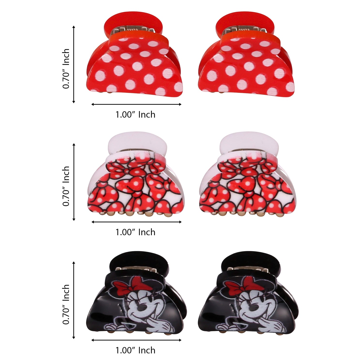 Disney Minnie Mouse Hair Clips Claw Small 6-Piece Set Official License
