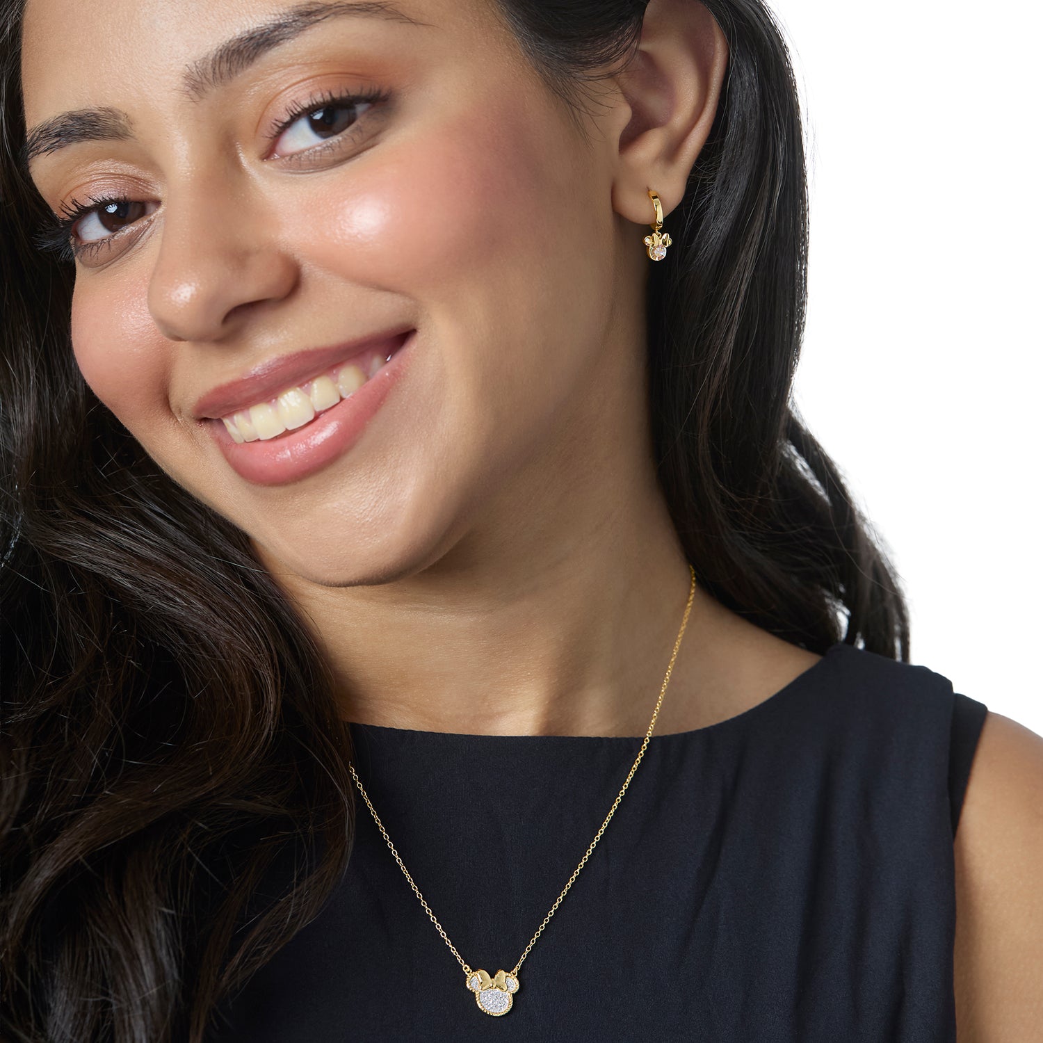 Minnie Mouse Necklace for Women, Glitter Paper Minnie Pendant