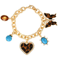Jessica Simpson Crystal and Cheetah-Print Butterfly and Heart Charm (M)