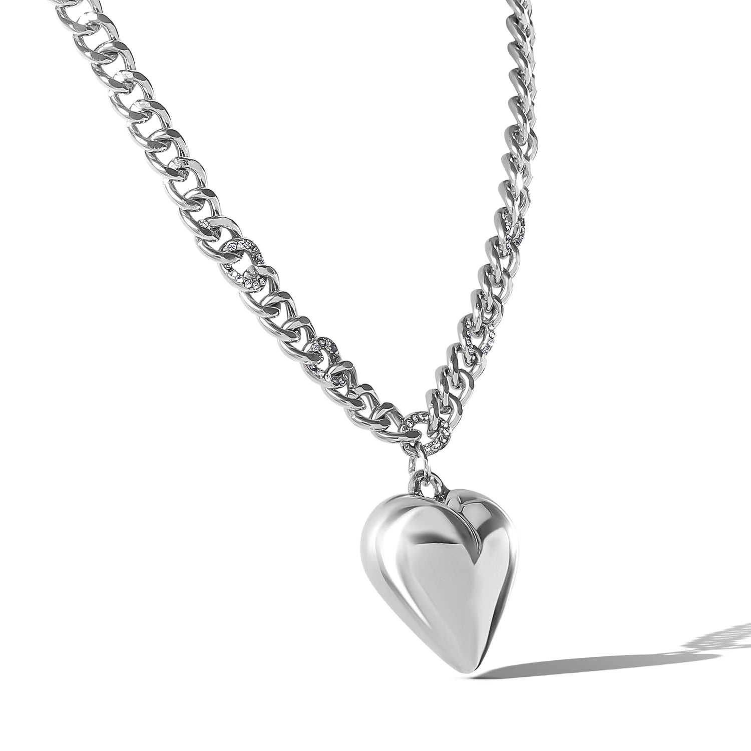 Jessica Simpson Silver-Tone Chunky Heart Pendant Chain Necklace