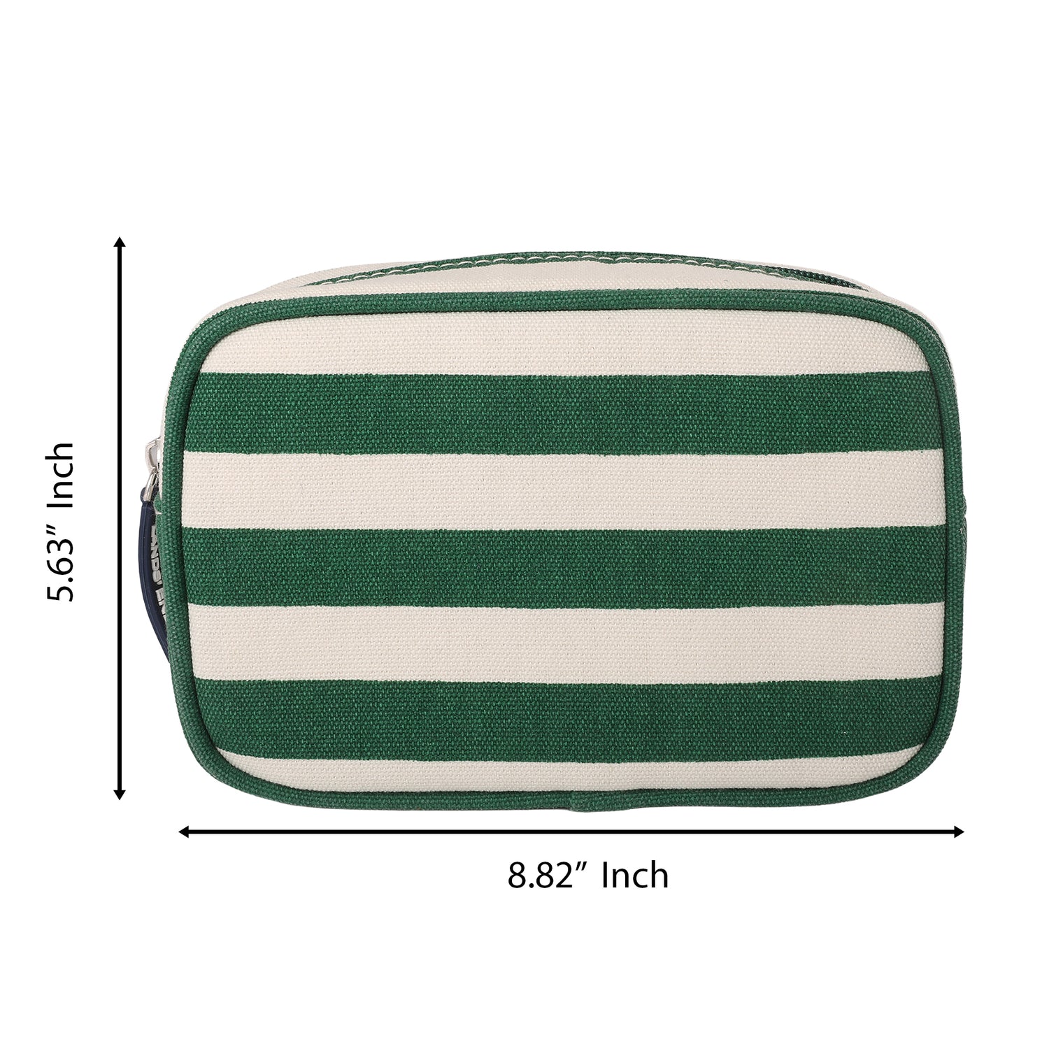 Lands' End Medium Rectangular Dopp Kit for Travel, Striped Canvas Toiletry Bag with Top Zip (Kelly Green Stripe) - Kelly Green Stripe