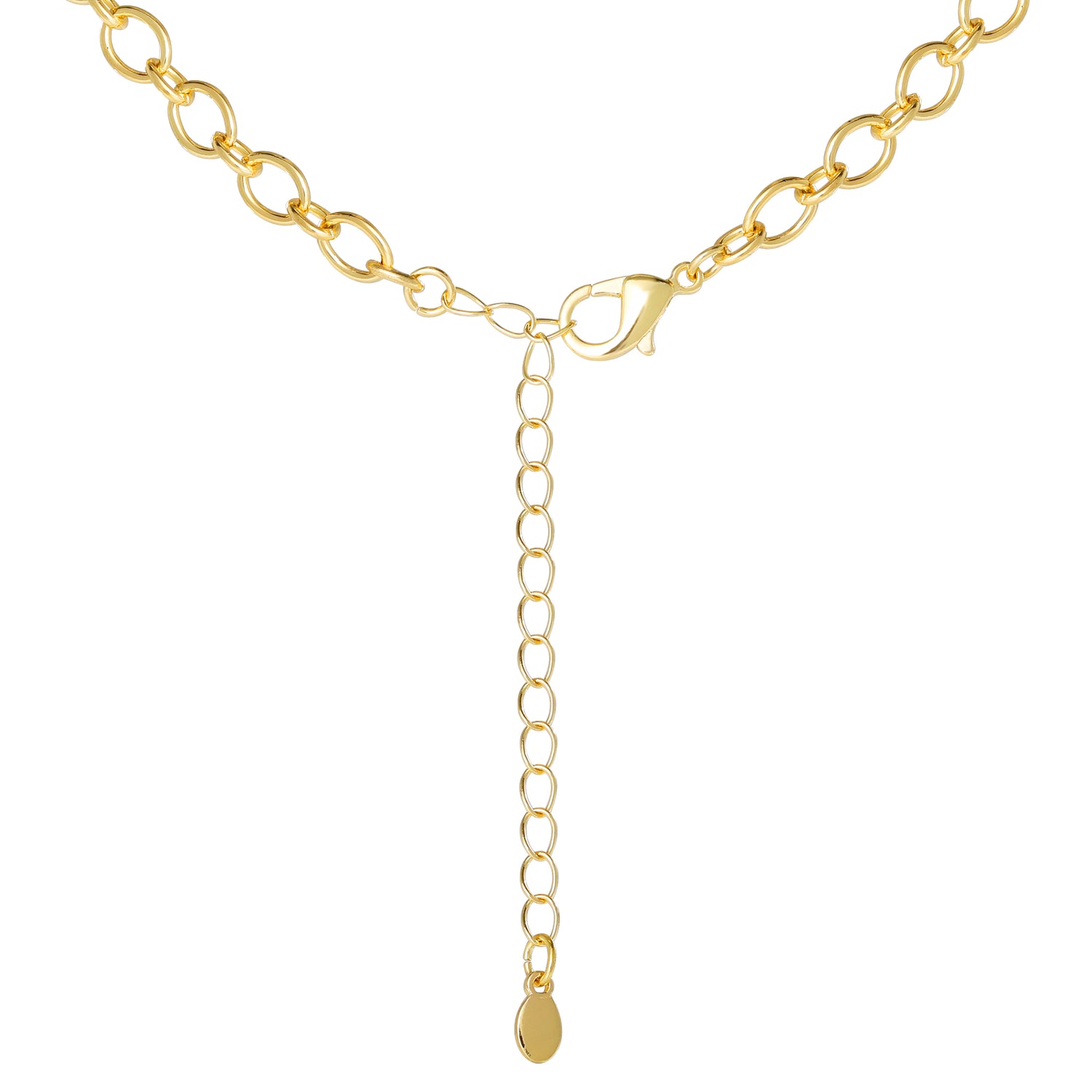 Jessica Simpson Gold-Tone Charm Link Necklace with Cross, Heart & Pearl Accents