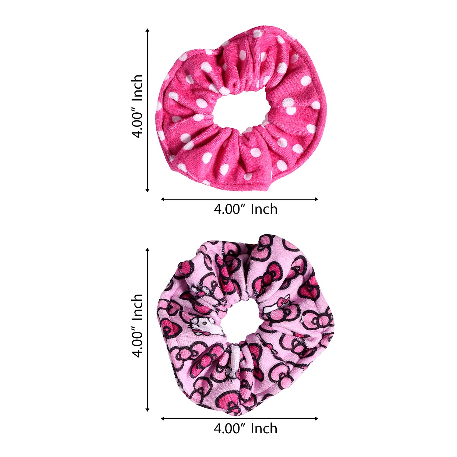 Hello Kitty Scrunchies 2-Piece Set Official License, Spa Towel Hair Ties