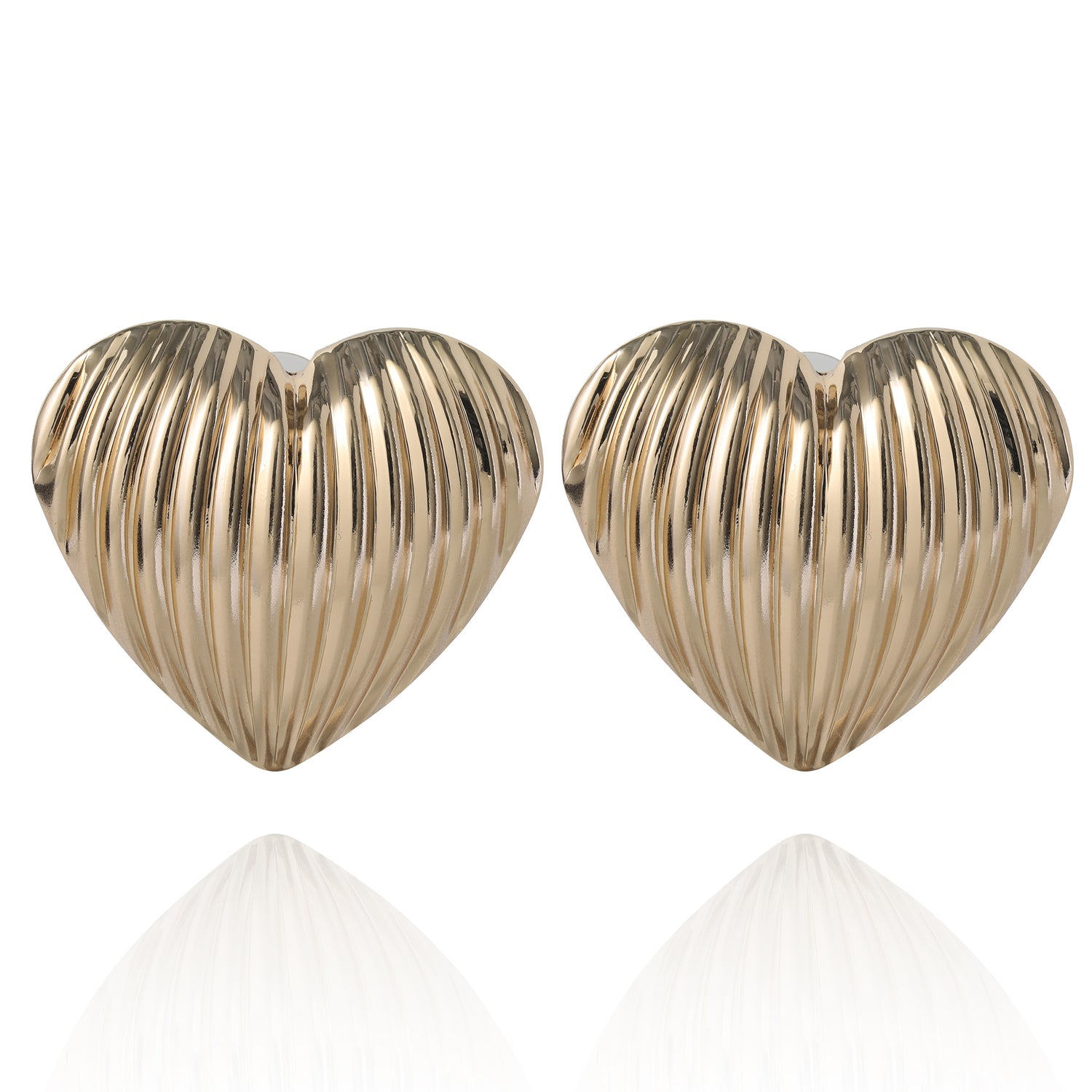 BCBG Generation Ribbed Heart Button Earrings