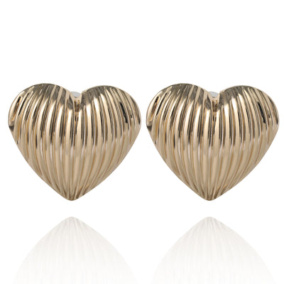 BCBGeneration Ribbed Heart Button Earrings