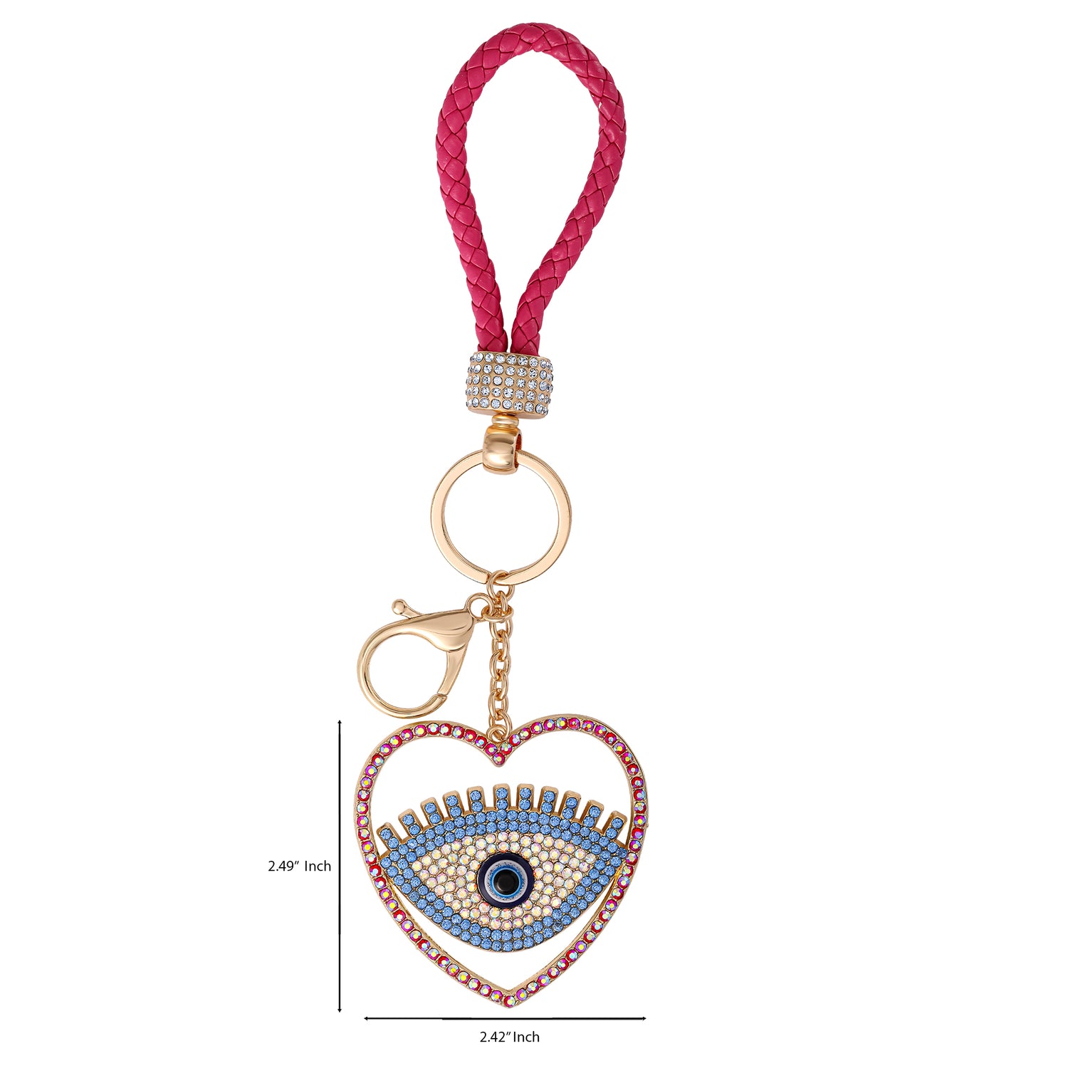 Jessica Simpson Evil Eye Heart Keychain with Pink Strap