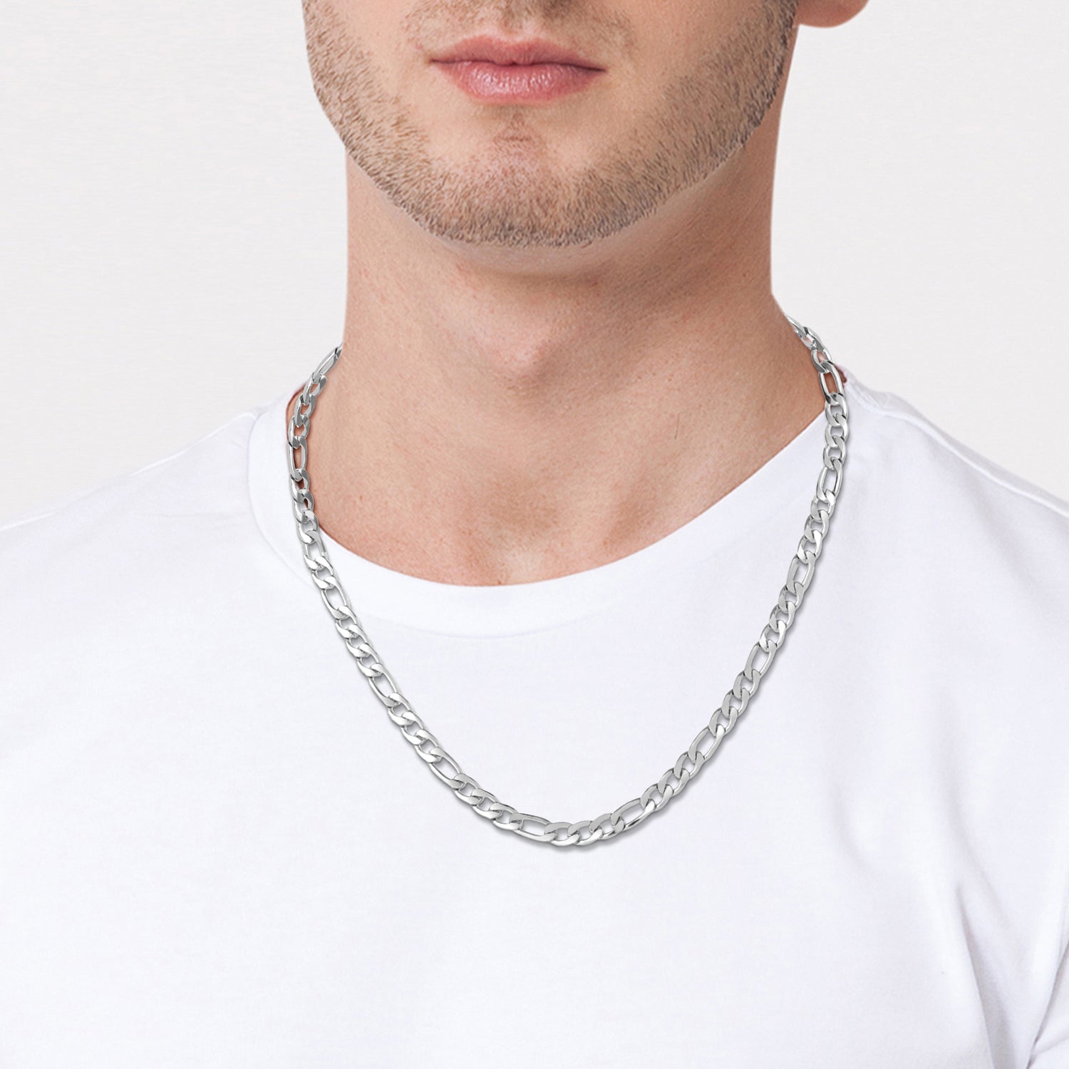 Lucky Brand Men’s Figaro Chain Necklace, Silver‑Tone 22'' Links