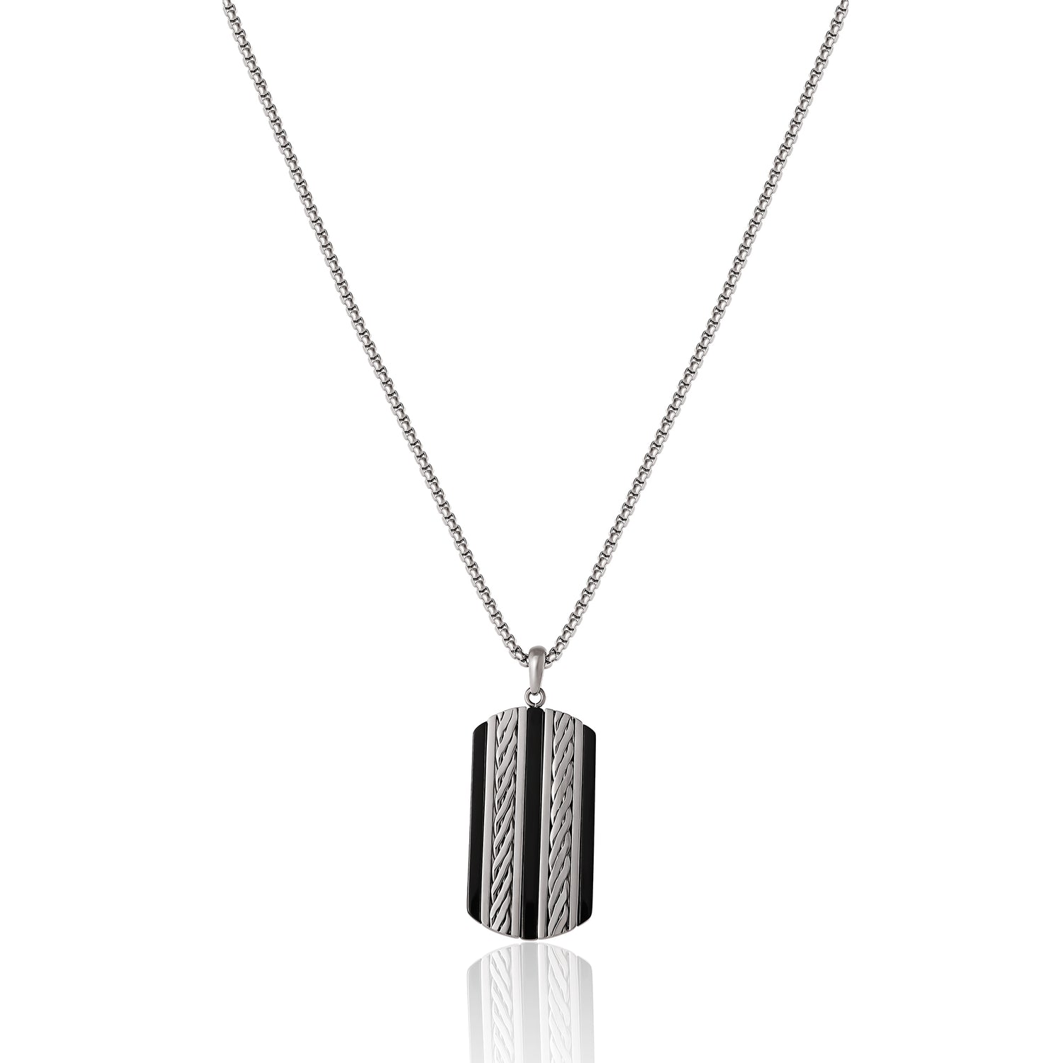 Men's Pendant Necklace with Striped Dog Tag