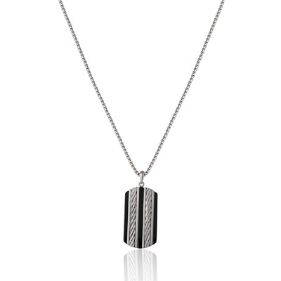 Lucky Brand Men's Pendant Necklace with Striped Dog Tag - 22'' Chain