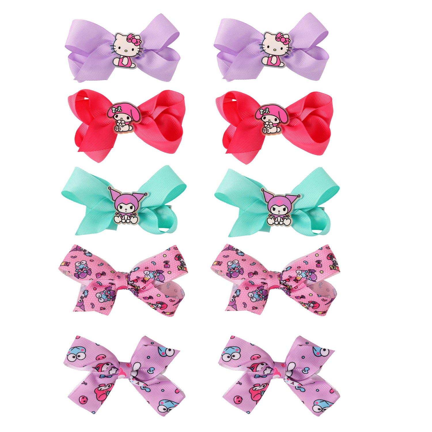 Hello Kitty and Friends Hair Bow Clips 10-Piece Official License