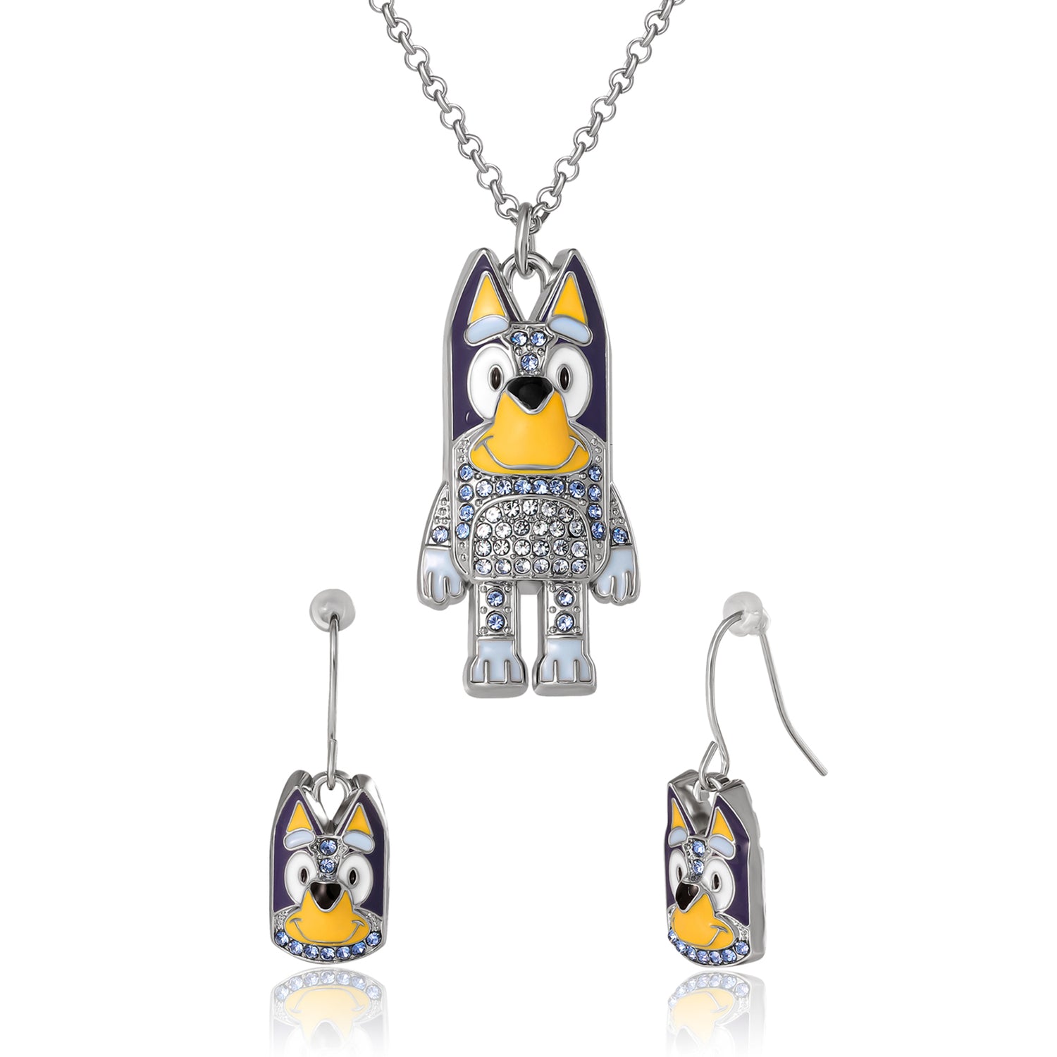 Bluey Pendant Necklace & Fish Hook Earrings Set, Official License