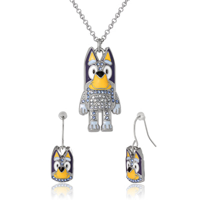 Bluey Pendant Necklace & Fish Hook Earrings Set, Official License