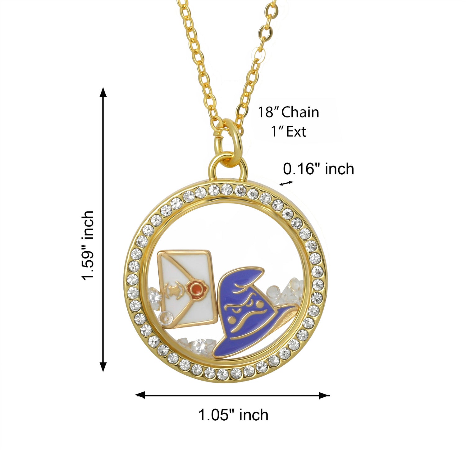 Harry Potter Welcome to Hogwarts Shaker Pendant Necklace with Crystals - 18"+1"