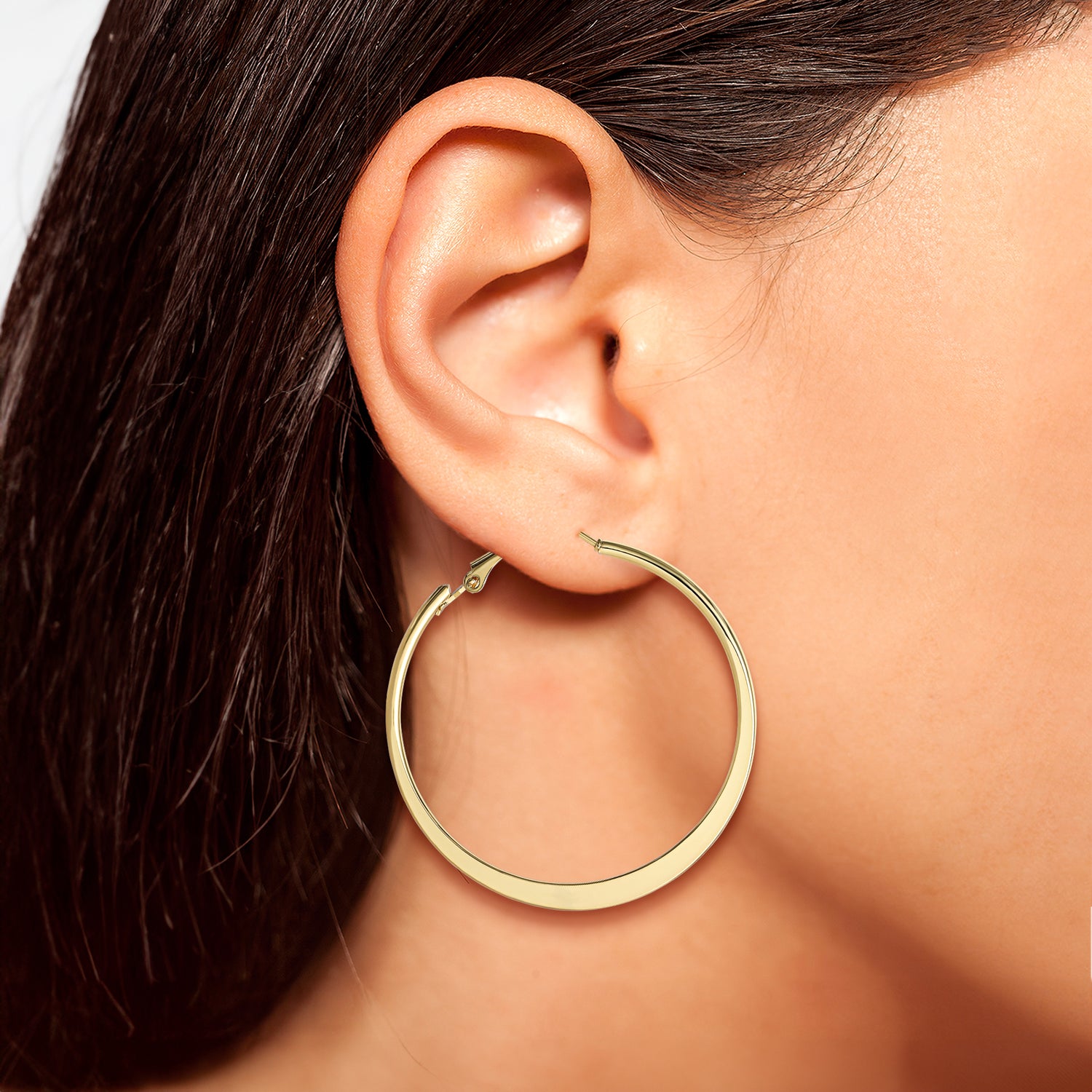 Jessica Simpson Gold-Tone 44.8MM Flat Omega Hoop Earrings