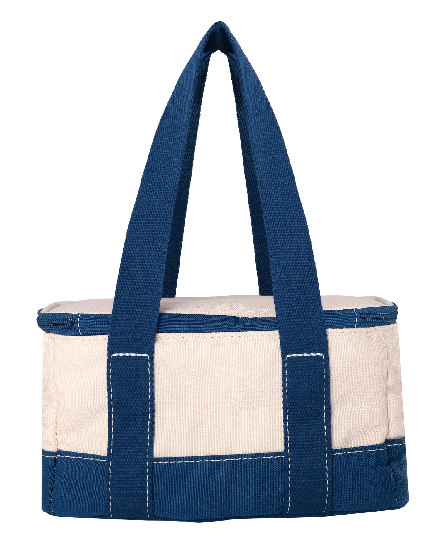 Lands' End Rectangular Small Cooler Bag Insulated 1.5 Gal, Canvas Soft Cooler with Tote Handles and Zip Closure (Navy) - Navy