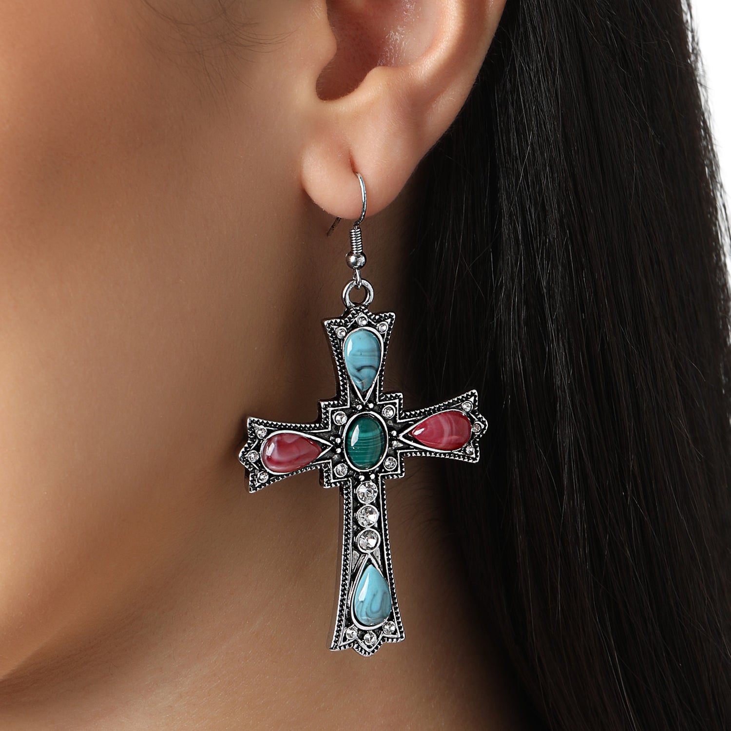 Jessica Simpson Cross Earrings for Women with Stones and Crystals