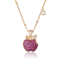 Disney Snow White Pink Pavé Apple Pendant Necklace in Gold-Tone