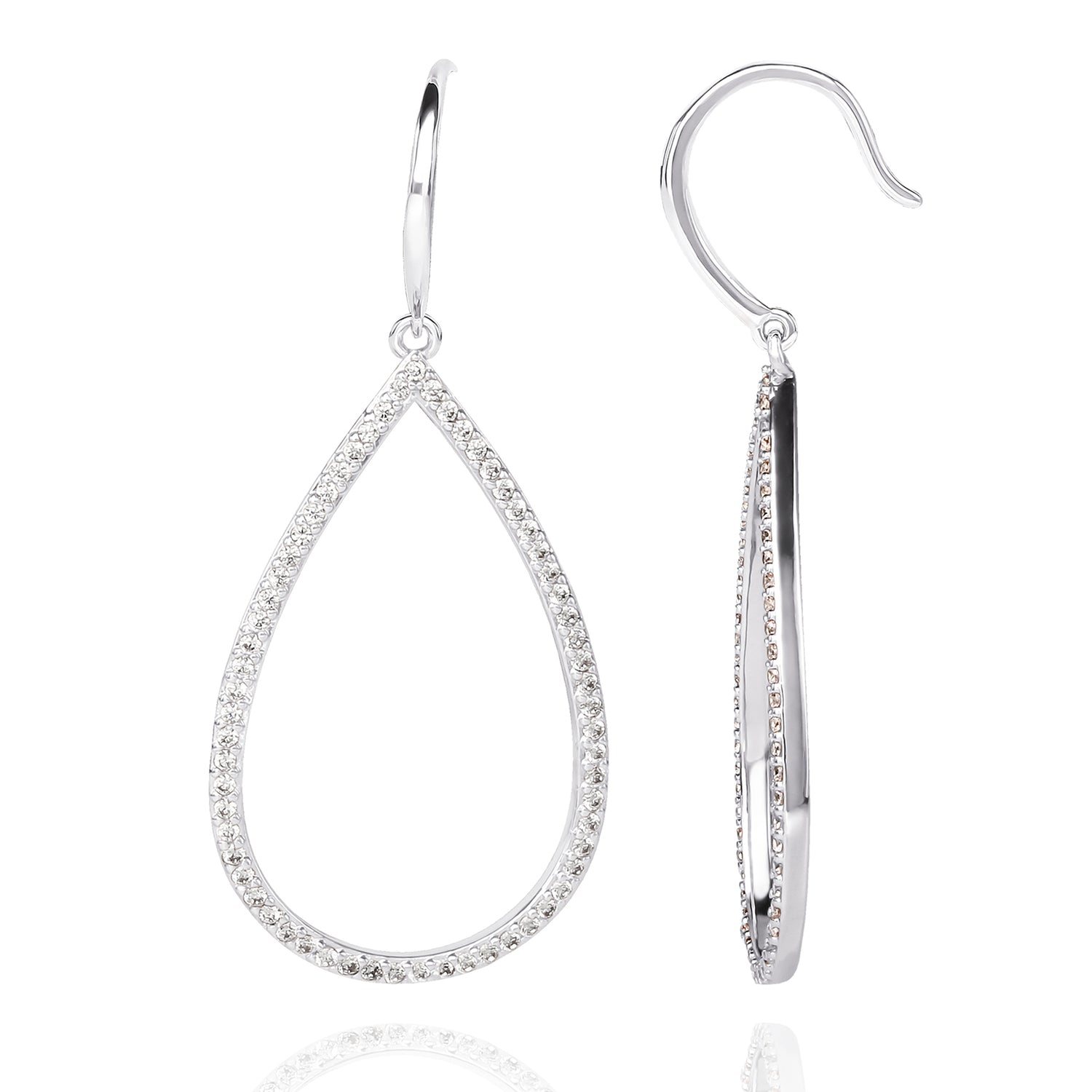 BCBGeneration Teardrop Pavé Outline Earrings, Silver‑Tone Fishhook