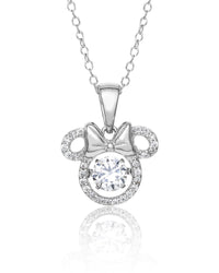 Disney Minnie Mouse Sterling Silver Dancing Cubic Zirconia Pendant Necklace