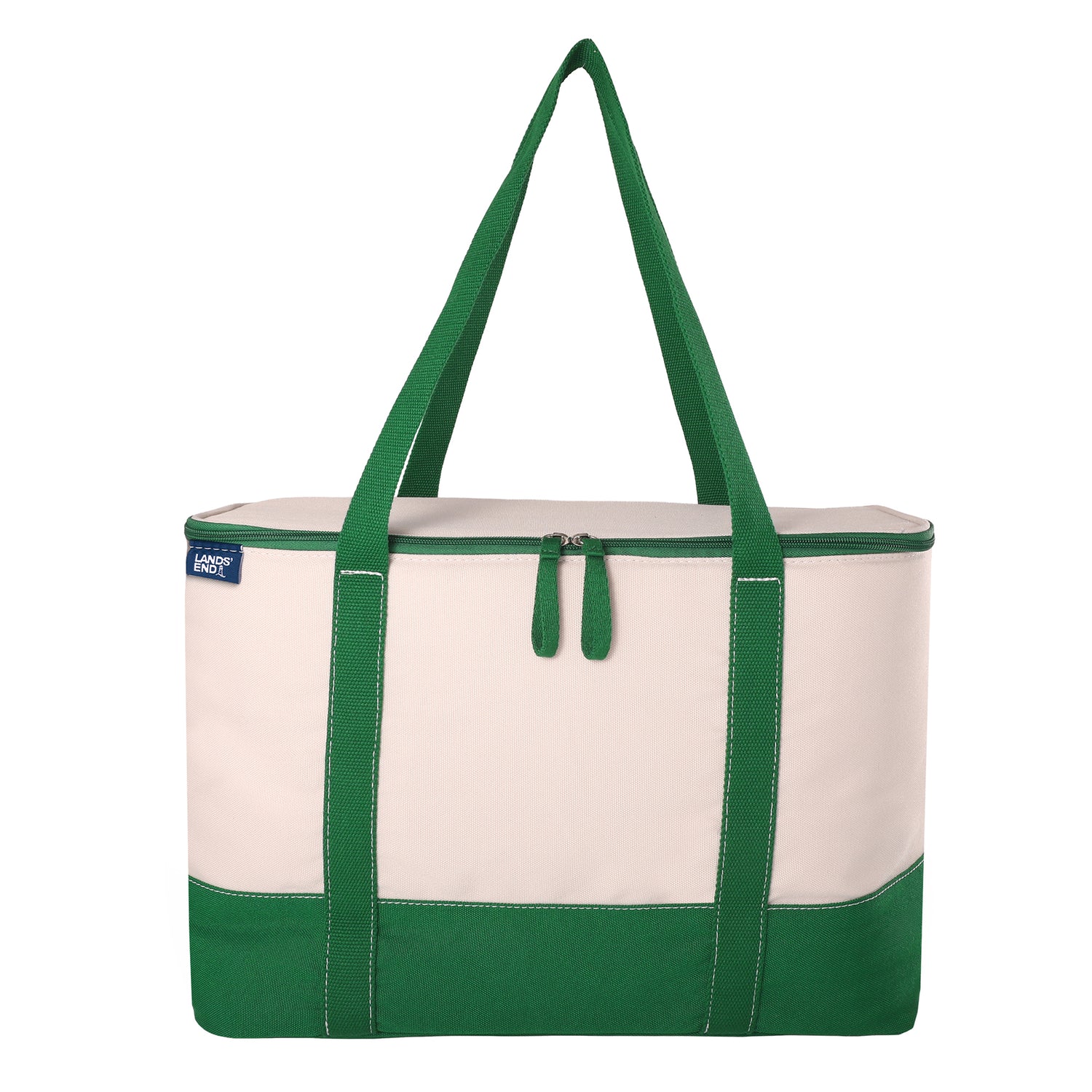 Lands' End Rectangular Large Cooler Bag Insulated 8 Gal, Canvas Soft Cooler with Tote Handles and Zip Closure (Kelly Green) - Kelly Green