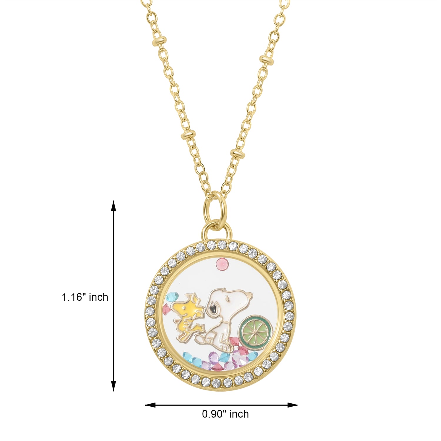 Peanuts Woodstock and Snoopy Necklace Official License, Shaker Pendant