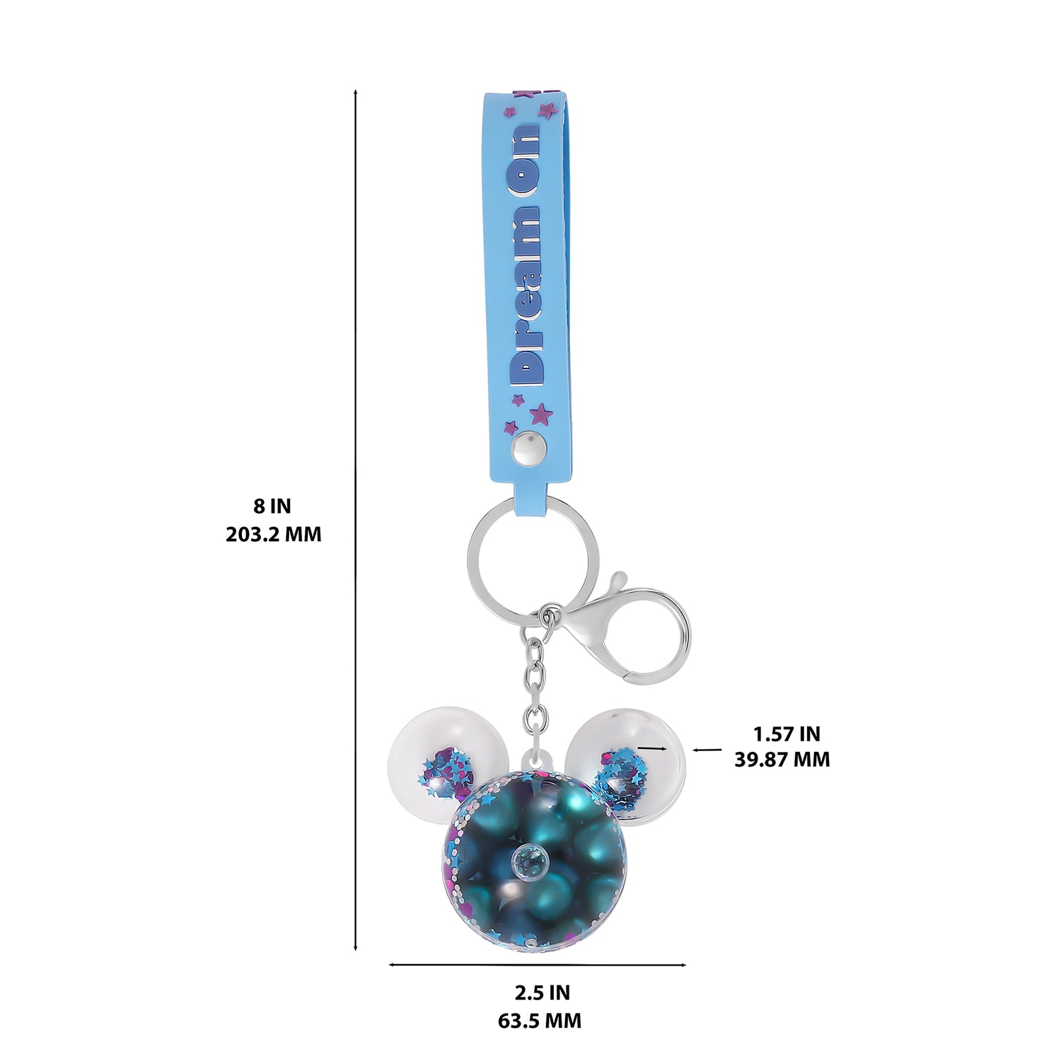 Disney Mickey Mouse Shaped Blue Liquid Keychain