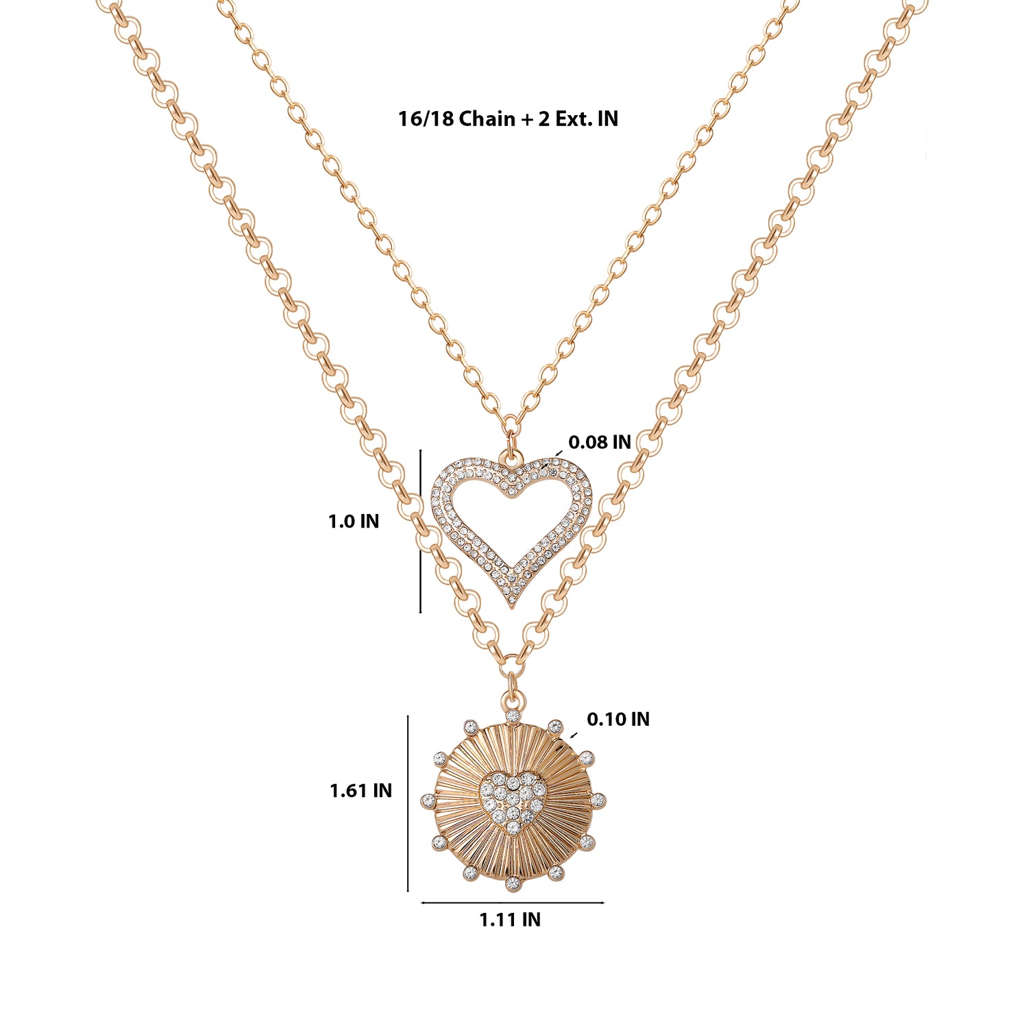JS Jessica Simpson Gold Silver Heart Eye Layered Necklace Set