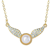 Harry Potter Golden Snitch Necklace with Crystals and Pearl, 18"+2"
