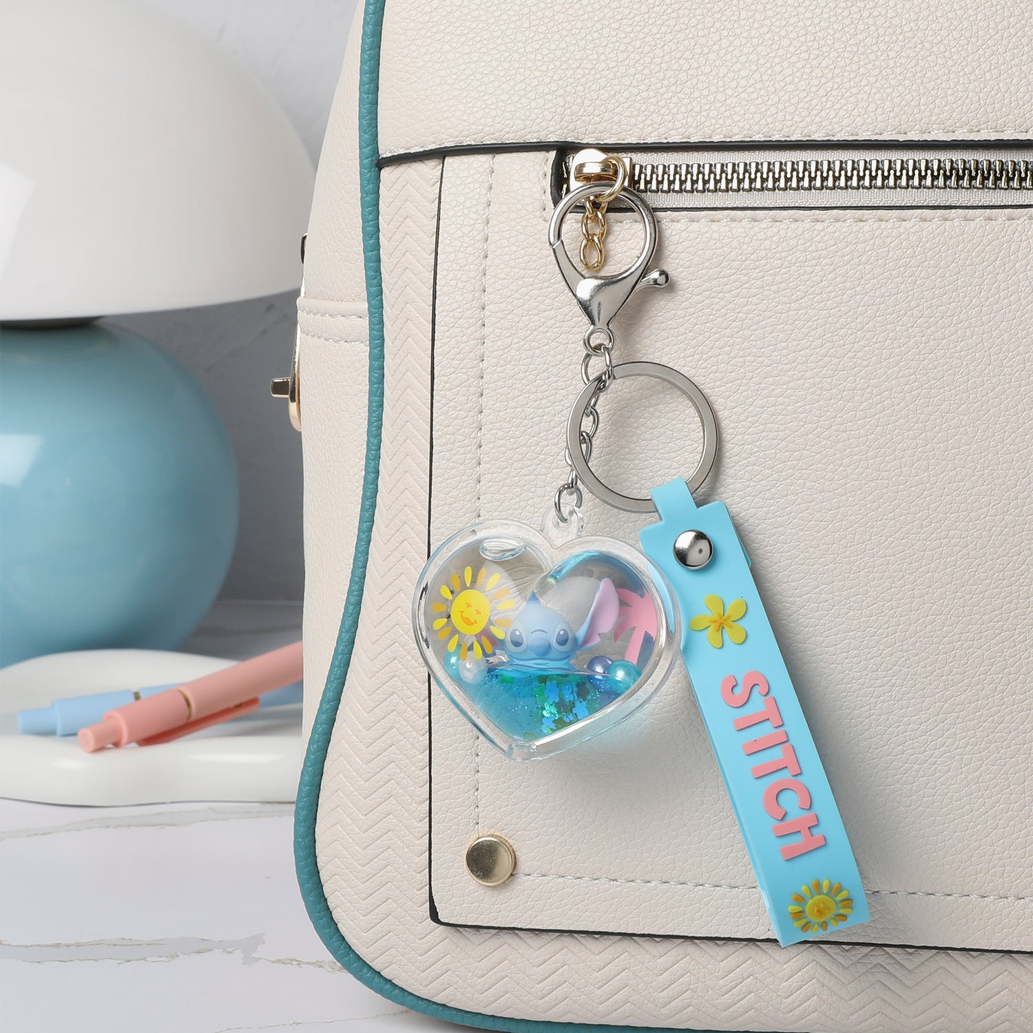 Disney Stitch Liquid Surf and Sun Keychain