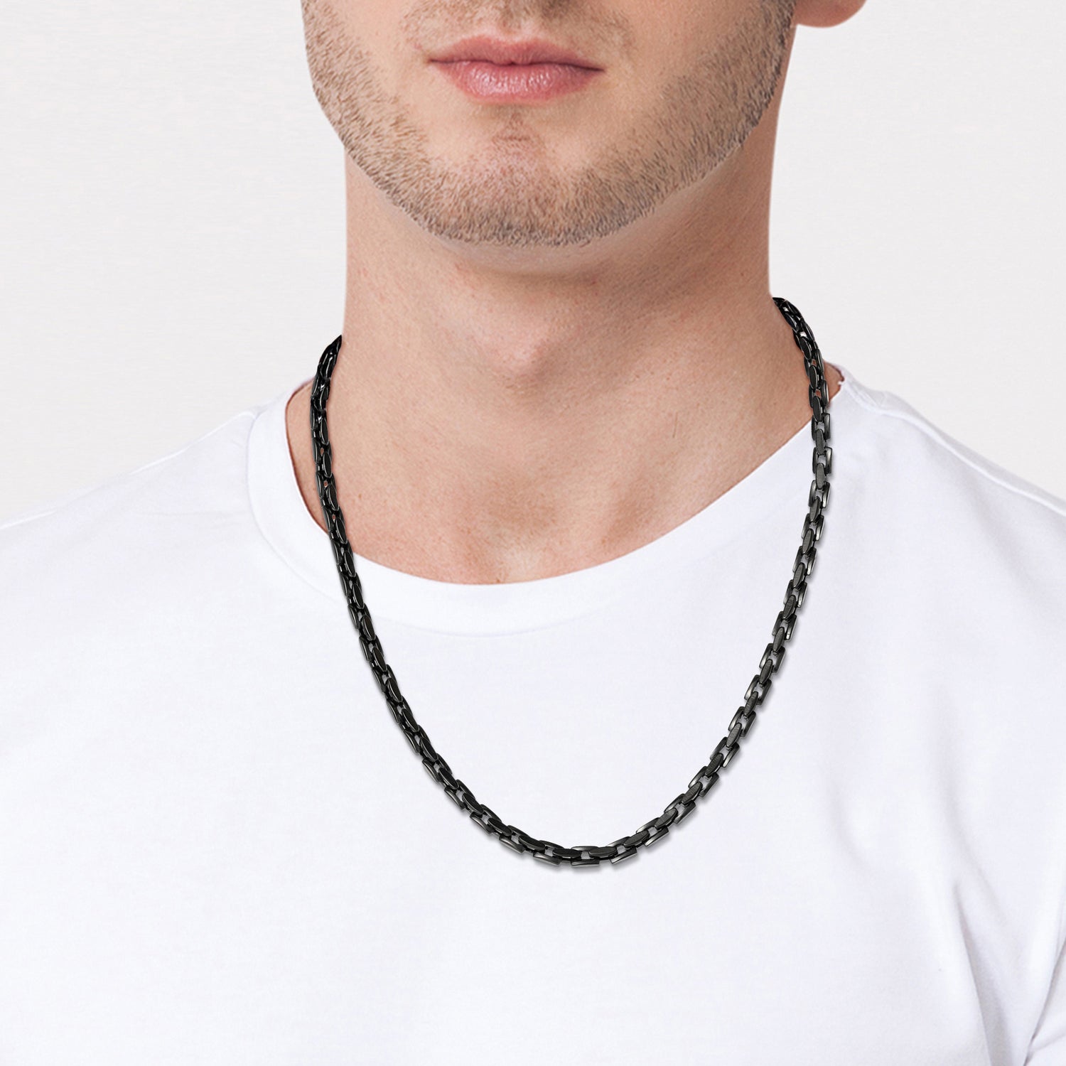 Lucky Brand Men’s Black Stainless Link 22'' Chain Necklace