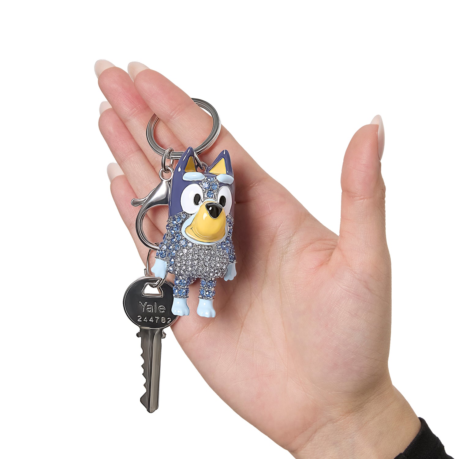 Bluey Bag Charm Pave Crystal, Official License Bluey Charm Keychain with Lobster Clip
