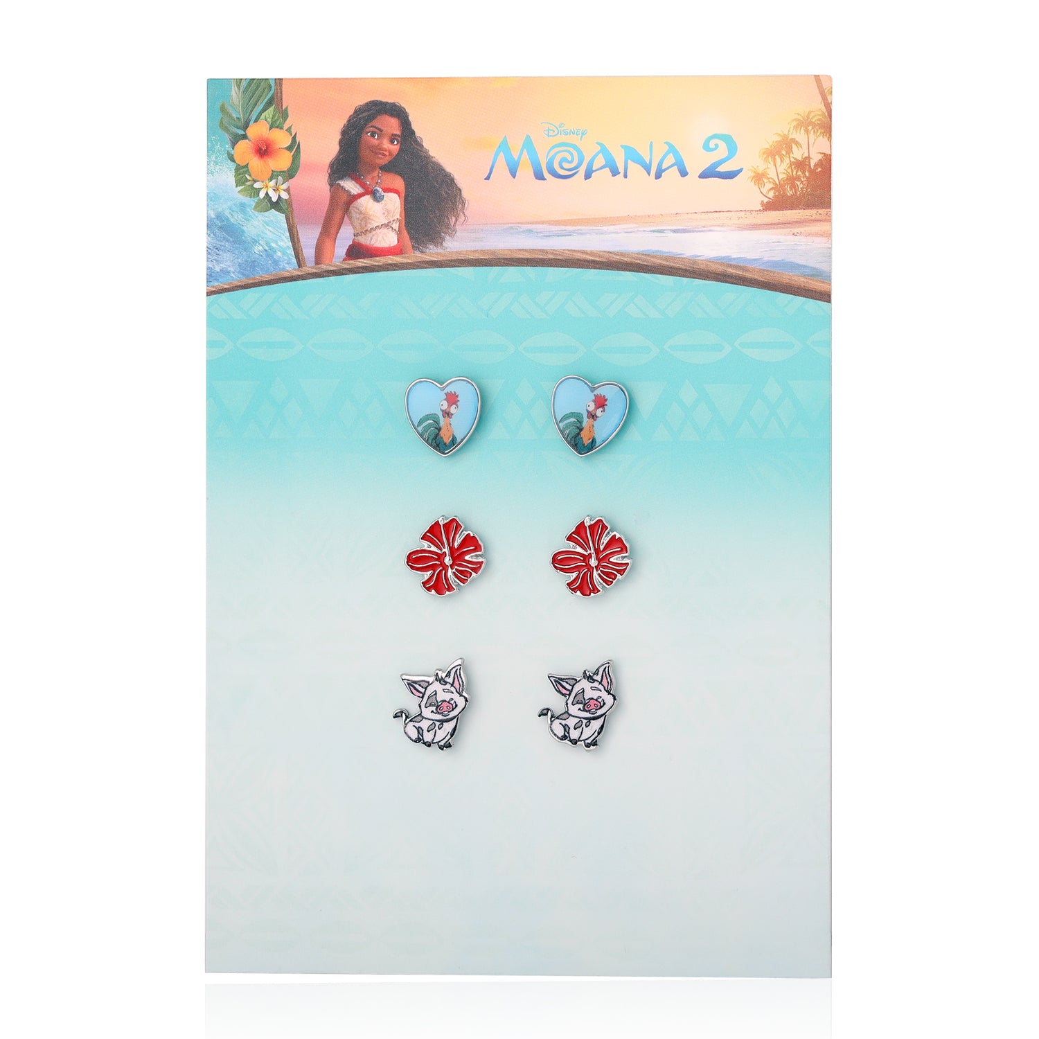 Moana Earrings for Women 3 Pairs Official License, Fashion Moana 2 Stud Earrings Pack of 3, Disney Jewelry for Women