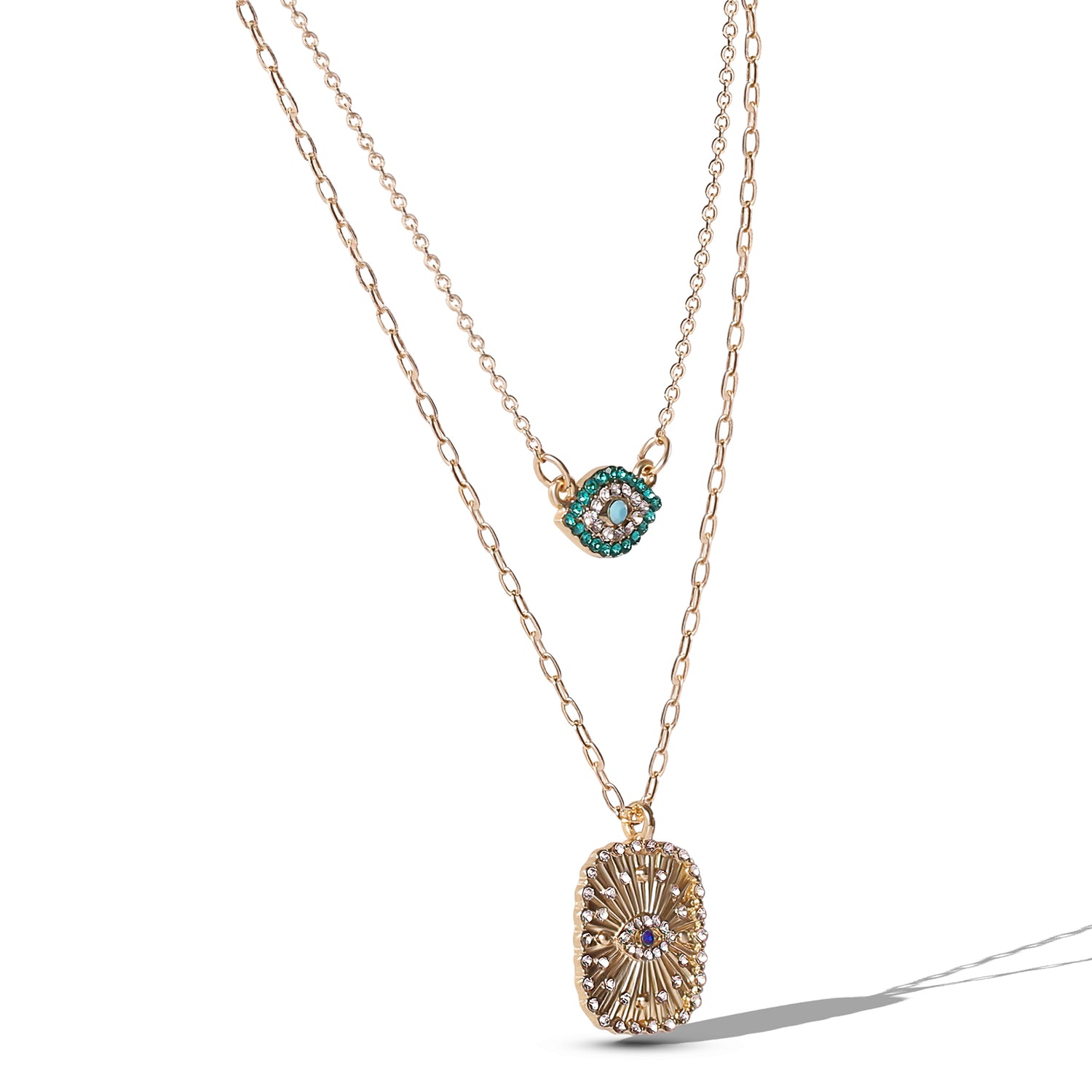 JS Jessica Simpson Gold-Tone Layered Evil Eye Pendant Necklace Set