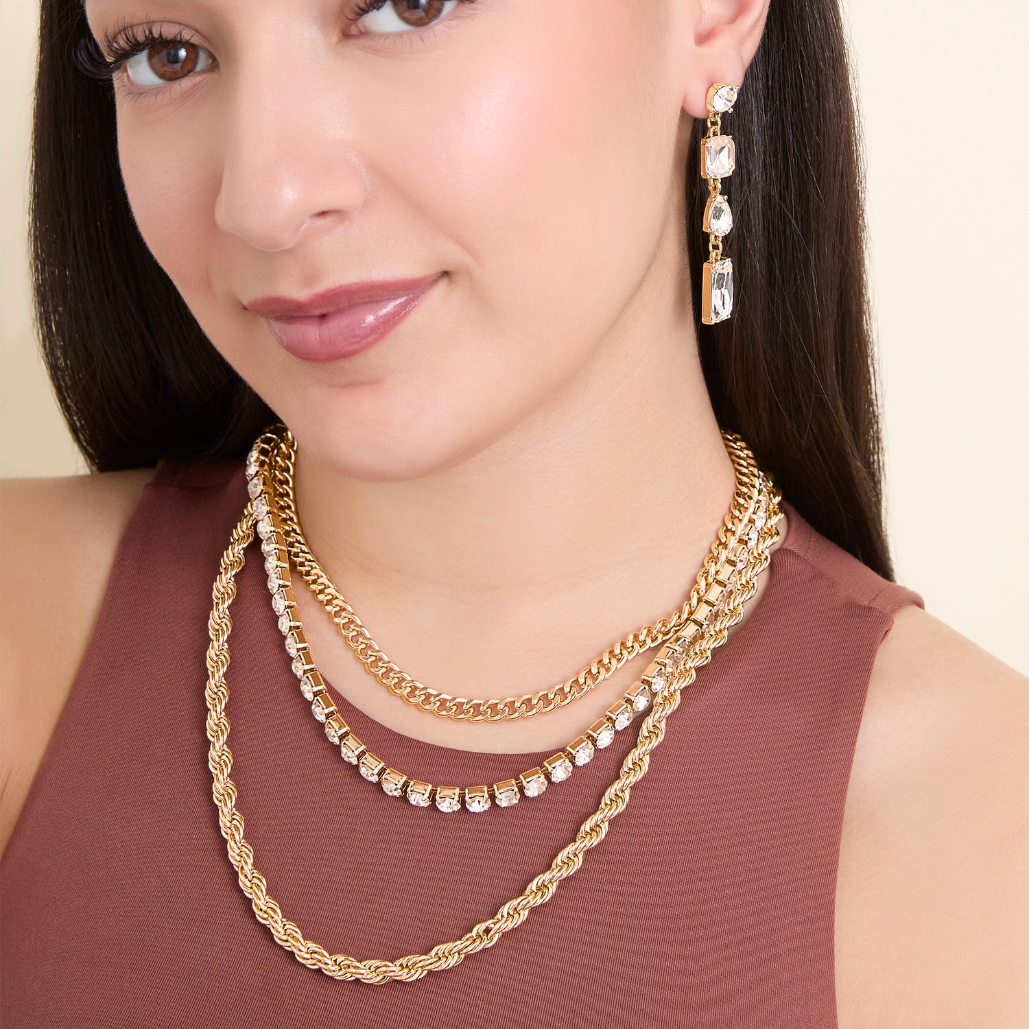 JS Jessica Simpson 3-Piece Twisted Chain Link Necklace Set
