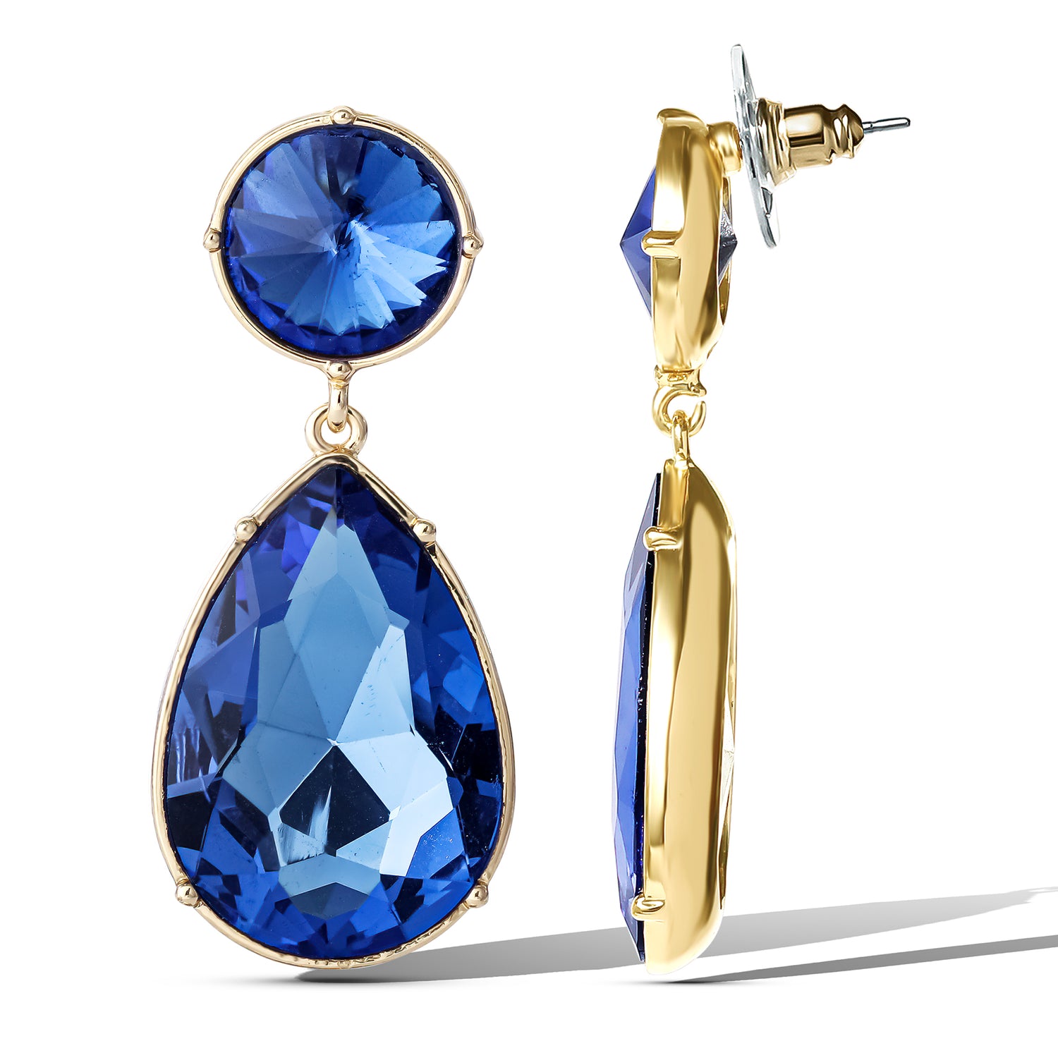 Jessica Simpson Blue Teardrop Statement Earrings