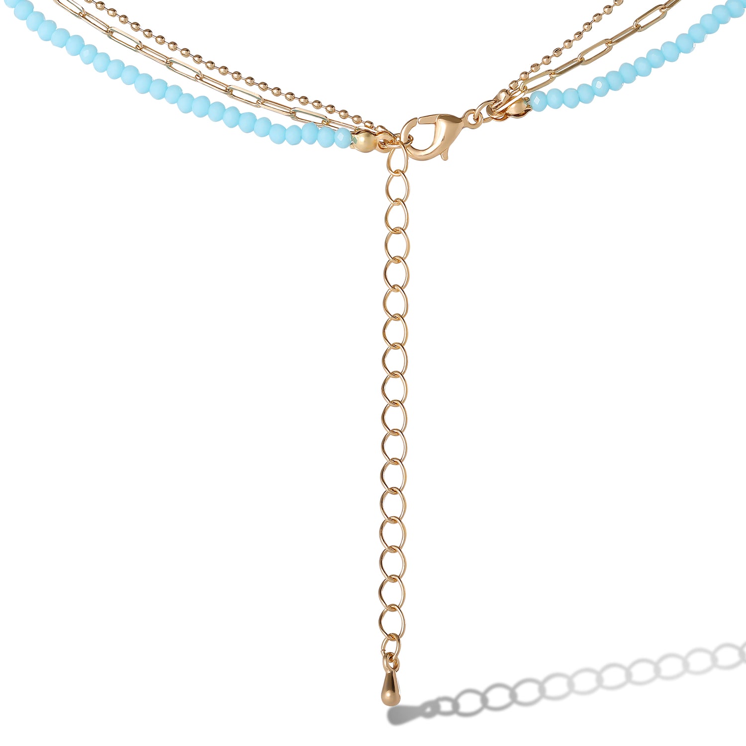 Jessica Simpson Layered Turquoise Bead & Heart Pendant Necklace