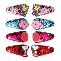 Peanuts Snoopy and Woodstock Sequin Snap Back Hair Clips 8-Piece Set Official License, Peanuts Gifts, Snoopy Things