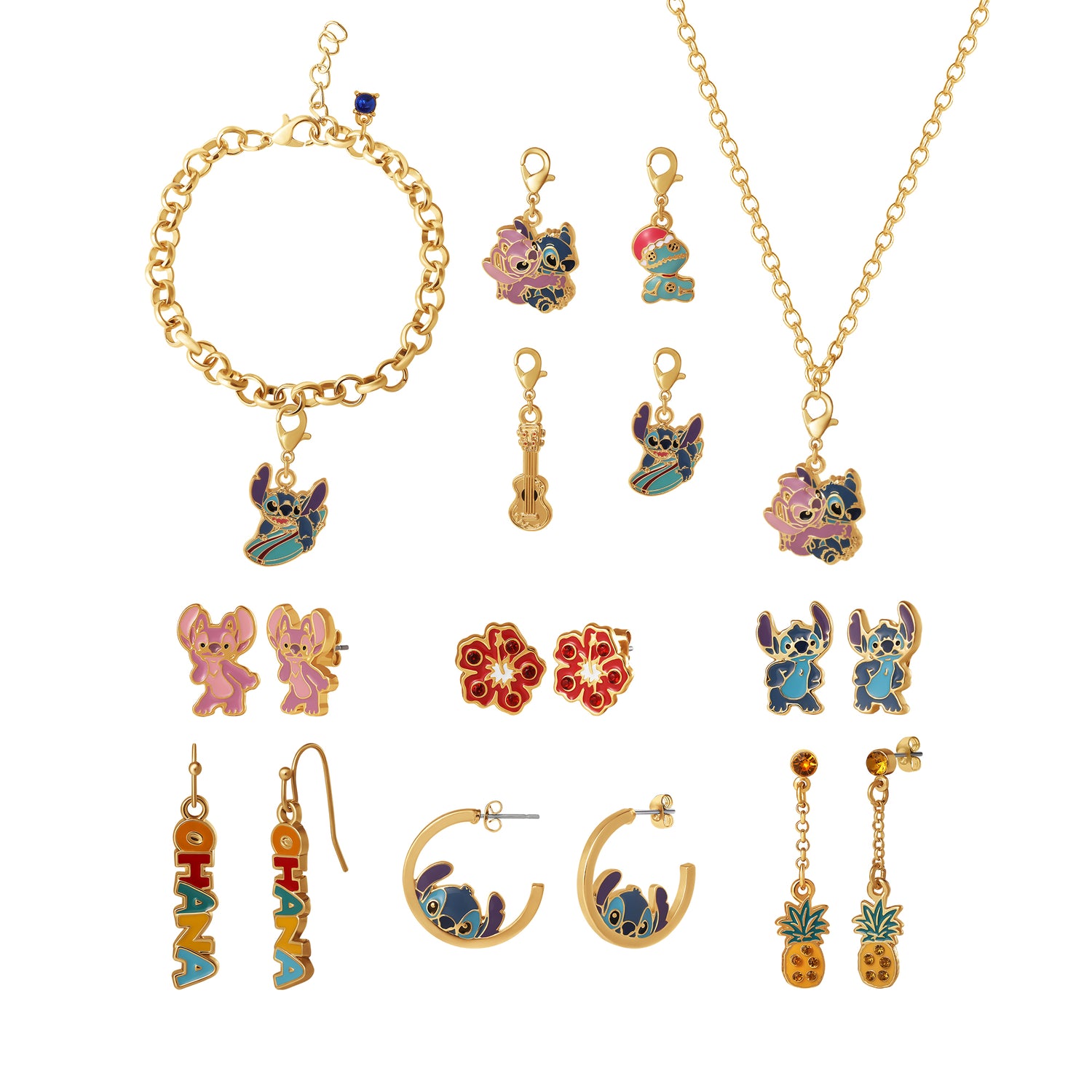 Disney Lilo & Stitch Charm Jewelry Set with Earrings and Chain Advent Set