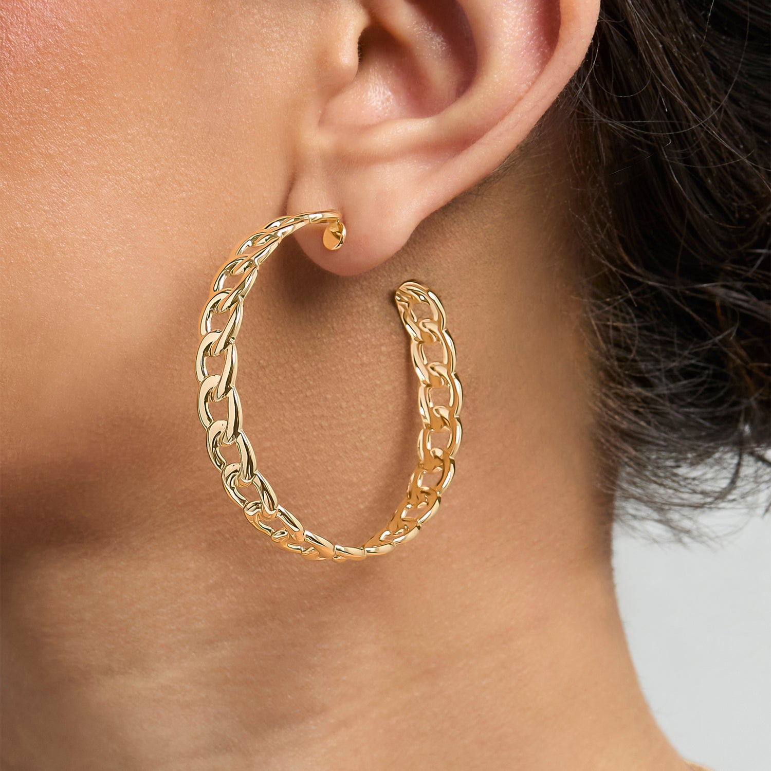 Jessica Simpson 3-Piece Hoop and Chain Hoop Earring Set in Gold-Tone