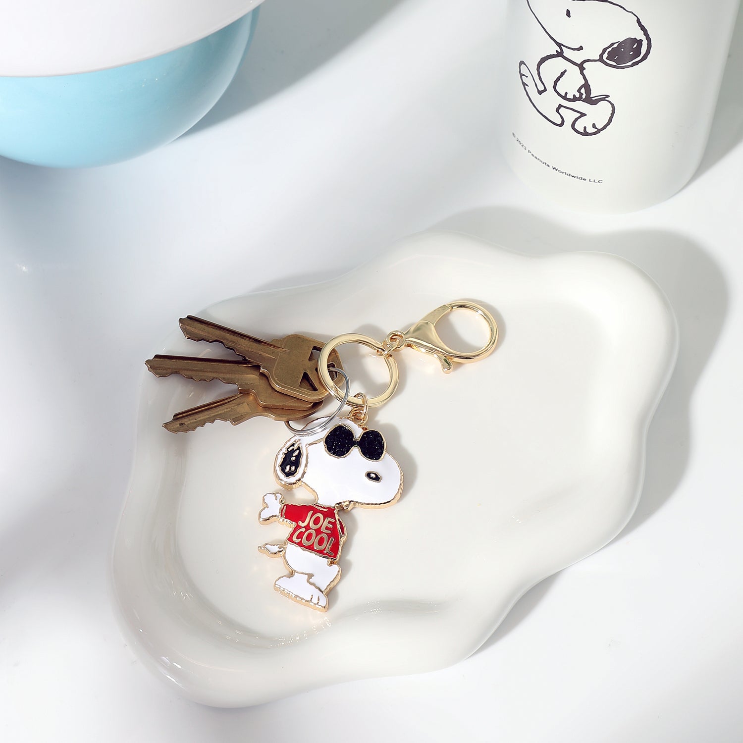 Peanuts Joe Cool Keychain, Gold-Tone Enamel Bag Charm