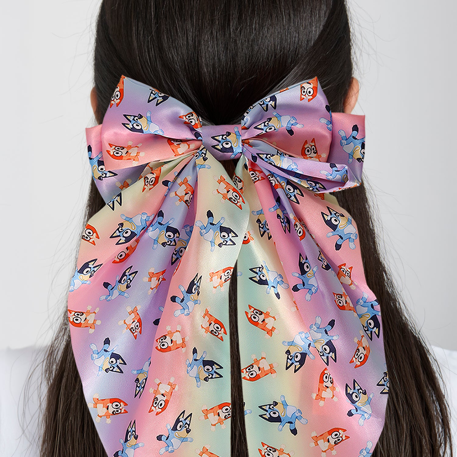 Bluey Bows for Hair 3-Piece Set Official License, Long Hair Bows with Clip