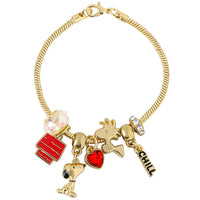 Peanuts Woodstock and Snoopy Charm Bracelet for Women Official License, 7"