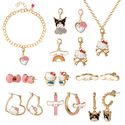 Hello Kitty 12-Piece Jewelry Set - Earrings, Charms, and Bracelets