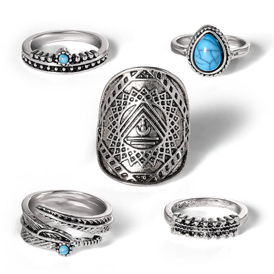 Jessica Simpson 5-Piece Mixed Gold-Tone Dainty Ring Set