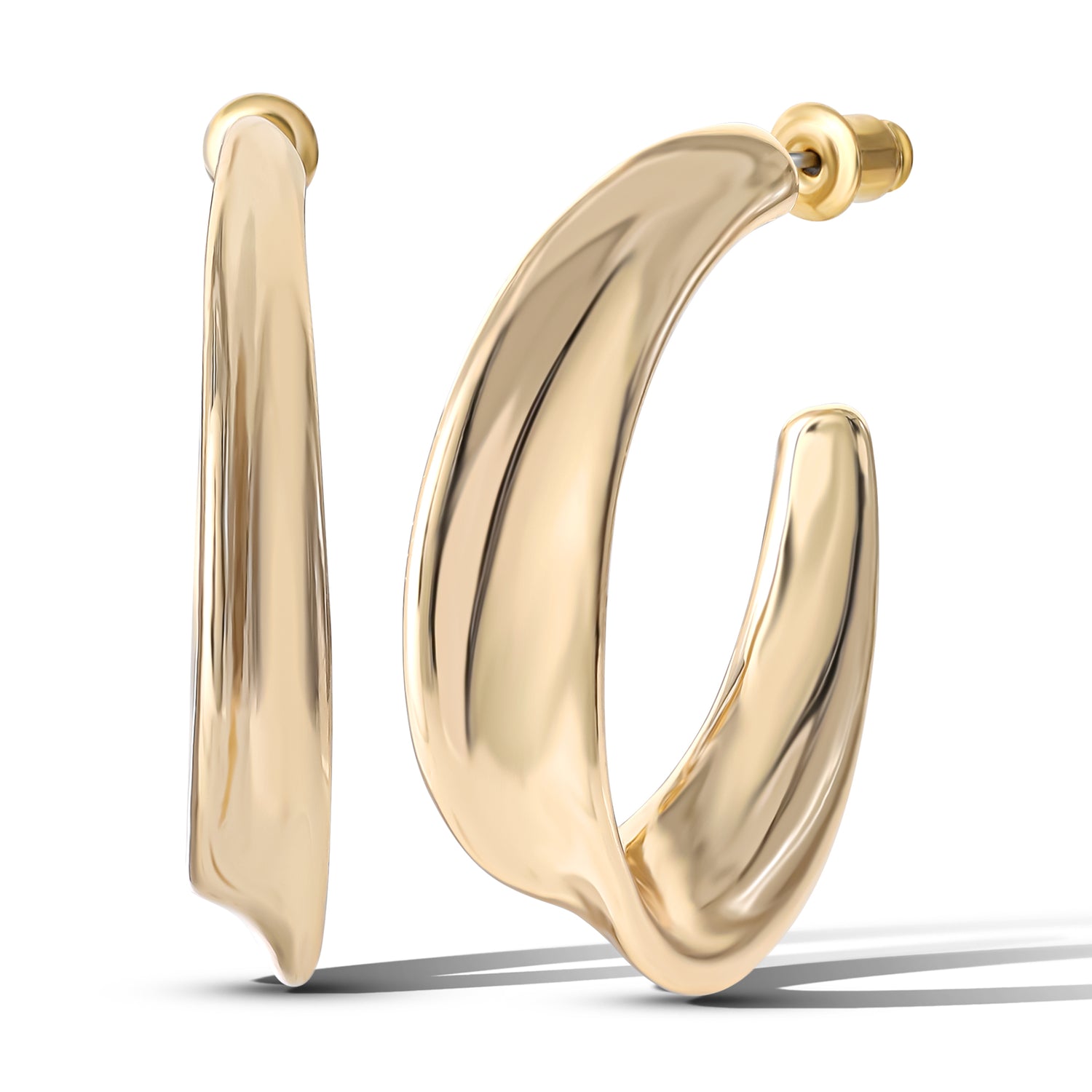 Jessica Simpson Gold-Tone Twisted Crescent Hoop Earrings