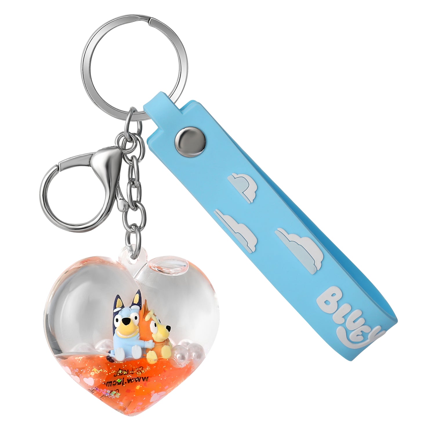 Bluey and Bingo Liquid Heart Bag Charm Keychain
